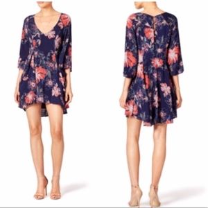 Free People Navy Floral V-neck Dress - Size 2